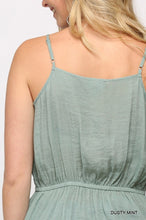 Load image into Gallery viewer, Solid Textured And Button Detail Ruffle Cami Top With Elastic Waist And Drawstring
