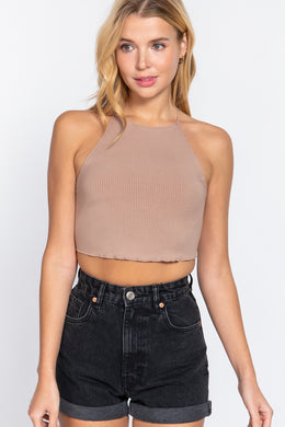 Lace Up Open Cross Back Crop Cami