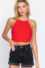 Load image into Gallery viewer, Lace Up Open Cross Back Crop Cami