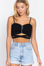 Load image into Gallery viewer, Zippered Cross Rib Knit Crop Cami