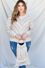 Load image into Gallery viewer, Plus Stripe Knit Cotton Blend Long Sleeve Top