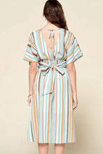 Load image into Gallery viewer, Multi-colored Striped Woven Button-down Midi Dress