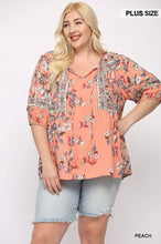 Load image into Gallery viewer, Floral And Symmetric Prints Mixed Tunic With Tassel Tie