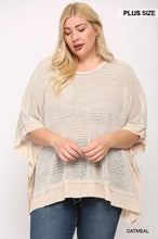 Load image into Gallery viewer, Light Knit And Woven Mixed Boxy Top With Poncho Sleeve