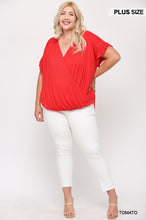 Load image into Gallery viewer, Solid Viscose Knit Surplice Top With Ruffle Sleeve