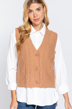 Load image into Gallery viewer, V-neck Cable Sweater Vest Cardigan