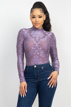 Load image into Gallery viewer, Embroidered Mock Neck Keyhole Bodysuit