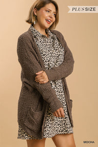 Open Front Oversized Cardigan Sweater With Pockets