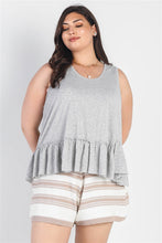 Load image into Gallery viewer, Plus Heather Grey Textured Flare Hem Sleeveless Top
