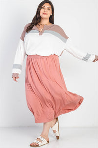 Plus Blush Smocked Waist Maxi Skirt