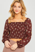 Load image into Gallery viewer, Woven Print Smocked Long Sleeve