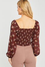 Load image into Gallery viewer, Woven Print Smocked Long Sleeve