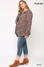 Load image into Gallery viewer, Floral Printed And Elastic Waist Chiffon Top With Tassel Tie
