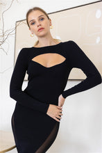 Load image into Gallery viewer, Cutout Bust Mesh Side Detail Long Sleeve Dress