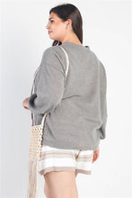 Load image into Gallery viewer, Plus Olive Textured Button Detail Long Sleeve Top