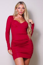 Load image into Gallery viewer, Long Sleeve Corset Halter Tie Mini Dress