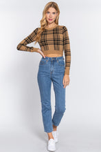 Load image into Gallery viewer, Long Slv Check Crop Sweater