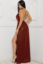 Load image into Gallery viewer, Glitter Fabric Sweetheart Surplice Maxi Dress