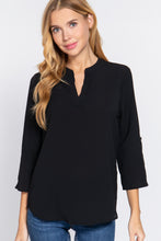 Load image into Gallery viewer, 3/4 Roll Up Slv Woven Blouse