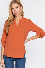 Load image into Gallery viewer, 3/4 Roll Up Slv Woven Blouse