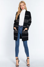 Load image into Gallery viewer, Dolman Slv Stripe Open Sweater Cardigan