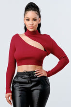Load image into Gallery viewer, Lux Sweater Rib Cutout Mock Neck Crop Top