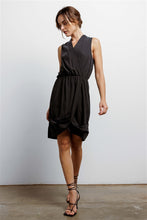 Load image into Gallery viewer, Washed Black Wrap Sleeveless V-neck Mini Dress