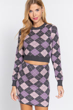 Load image into Gallery viewer, Argyle Jacquard Crop Sweater