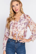 Load image into Gallery viewer, Front Tie Detail Print Woven Blouse