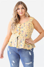 Load image into Gallery viewer, Plus Floral Button-up Sleeveless Flare Hem Top