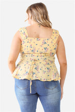 Load image into Gallery viewer, Plus Floral Button-up Sleeveless Flare Hem Top