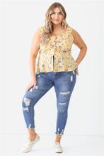 Load image into Gallery viewer, Plus Floral Button-up Sleeveless Flare Hem Top