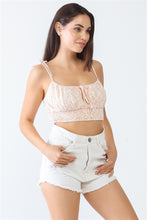 Load image into Gallery viewer, White &amp; Orange Floral Print Sleeveless Strappy Crop Top
