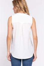 Load image into Gallery viewer, Sleeveless Henley Neck Woven Top