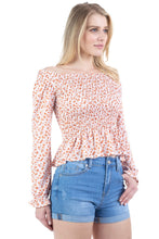 Load image into Gallery viewer, Peasant Sleeve Floral Smocked Top