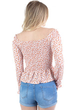 Load image into Gallery viewer, Peasant Sleeve Floral Smocked Top