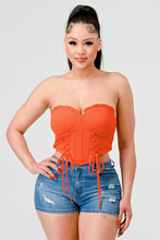 Load image into Gallery viewer, Luxe sweetheart ruffled drawstring lace bustier top