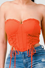 Load image into Gallery viewer, Luxe sweetheart ruffled drawstring lace bustier top