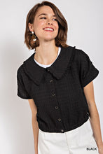 Load image into Gallery viewer, Peter pan collar textured knit button down top