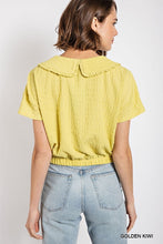 Load image into Gallery viewer, Peter pan collar textured knit button down top