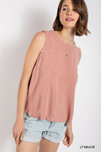 Load image into Gallery viewer, Sleeveless back button closure frayed top