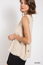 Load image into Gallery viewer, Sleeveless back button closure frayed top