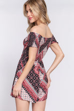 Load image into Gallery viewer, Off Shoulder Smoked Print Woen Romper