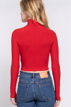 Load image into Gallery viewer, Long Slv Turtle Neck Rib Crop Knit Top