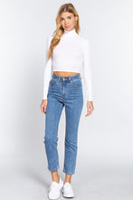 Load image into Gallery viewer, Long Slv Turtle Neck Rib Crop Knit Top