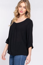 Load image into Gallery viewer, 3/4 Roll Up Slv Pleated Blouse