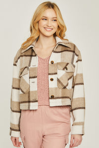 Yarn Dyed Plaid Button Up Jacket