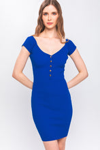 Load image into Gallery viewer, Scoop Neck Buttoned Knit Mini Bodycon Dress