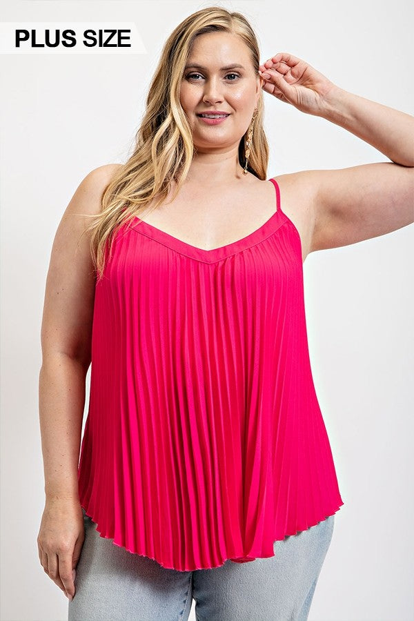 Pleated Tank Top With Adjustable Strap