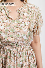 Load image into Gallery viewer, Floral Printed Ruffle Detail Dress With Elastic Waist